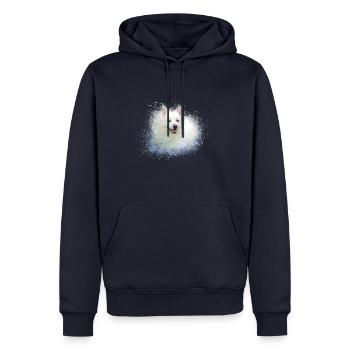 pointu, chien, graffiti, peinture, siège nain - Sweat à capuche Premium bio Homme - bleu marine - Devant - Nico (187cm)