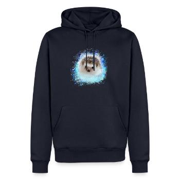 hérisson, bébé, graffiti, peinture, bleu, - Sweat à capuche Premium bio Homme - bleu marine - Devant - Nico (187cm)