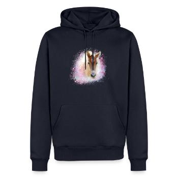 poulain, cheval, graffiti, peinture, aquarelle, poney, rose - Sweat à capuche Premium bio Homme - bleu marine - Devant - Nico (187cm)