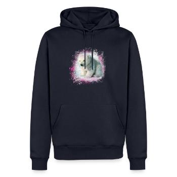 bébé ours polaire, ours polaire, peinture, rose, graffiti - Sweat à capuche Premium bio Homme - bleu marine - Devant - Nico (187cm)
