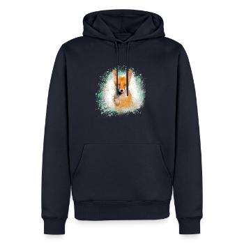 fuchs , graffiti, peinture, renard, aquarelle - Sweat à capuche Premium bio Homme - bleu marine - Devant - Nico (187cm)