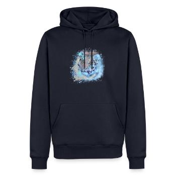 tigerbaby, tigre, bleu, graffiti, peinture - Sweat à capuche Premium bio Homme - bleu marine - Devant - Nico (187cm)