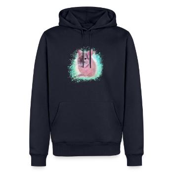 chinchilla, graffiti, peintre, bleu, animal de compagnie, rose - Sweat à capuche Premium bio Homme - bleu marine - Devant - Nico (187cm)