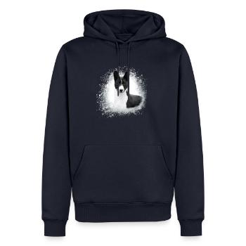 basenji,chien,graffiti,peinture - Sweat à capuche Premium bio Homme - bleu marine - Devant - Nico (187cm)