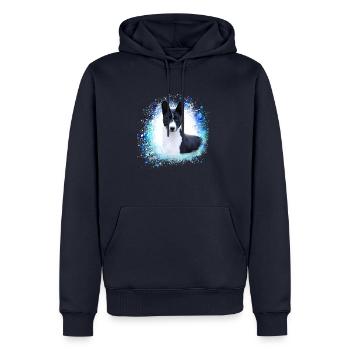 basenji,chien,graffiti,peinture - Sweat à capuche Premium bio Homme - bleu marine - Devant - Nico (187cm)