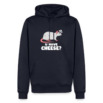 Fromage de rat sucré - Sweat à capuche Premium bio Homme - bleu marine - Devant - Nico (187cm)