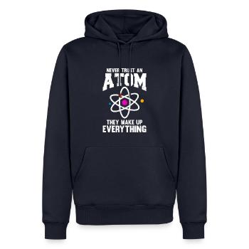 Ne faites jamais confiance à un atome de chimie - Sweat à capuche Premium bio Homme - bleu marine - Devant - Nico (187cm)