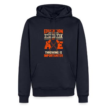 Education Is Important Axe Throwing Is Importanter - Men’s Premium Organic Hoodie - navy - Front - Nico (187cm)