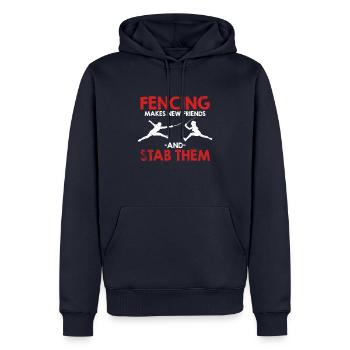 L’escrime se fait de nouveaux amis et les poignarde - Sweat à capuche Premium bio Homme - bleu marine - Devant - Nico (187cm)