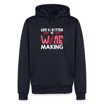 La vie est meilleure dans la vinification - Sweat à capuche Premium bio Homme - bleu marine - Devant - Nico (187cm)