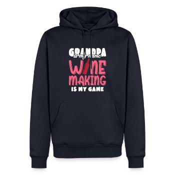 Grand-père est mon nom Vin faisant mon jeu - Sweat à capuche Premium bio Homme - bleu marine - Devant - Nico (187cm)