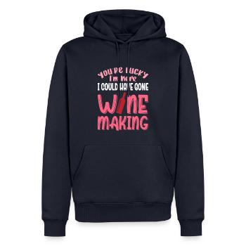 J’aurais pu faire du vin - Sweat à capuche Premium bio Homme - bleu marine - Devant - Nico (187cm)
