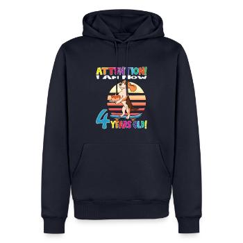 Anniversaire de chien J’ai maintenant 4 ans - Sweat à capuche Premium bio Homme - bleu marine - Devant - Nico (187cm)