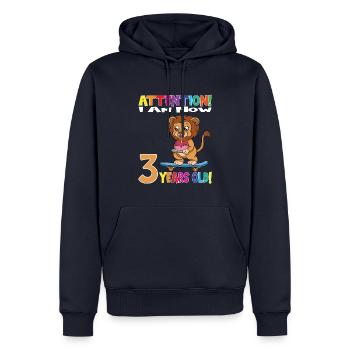 Lion Boy Attention J’ai maintenant 3 ans - Sweat à capuche Premium bio Homme - bleu marine - Devant - Nico (187cm)