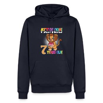 Anniversaire Lion J'ai maintenant 7 ans - Sweat à capuche Premium bio Homme - bleu marine - Devant - Nico (187cm)