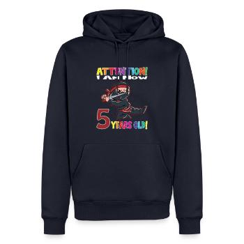 Anniversaire Ninja Boy J'ai maintenant 5 ans - Sweat à capuche Premium bio Homme - bleu marine - Devant - Nico (187cm)