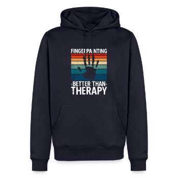 Peindre au doigt mieux que la thérapie - Sweat à capuche Premium bio Homme - bleu marine - Devant - Nico (187cm)
