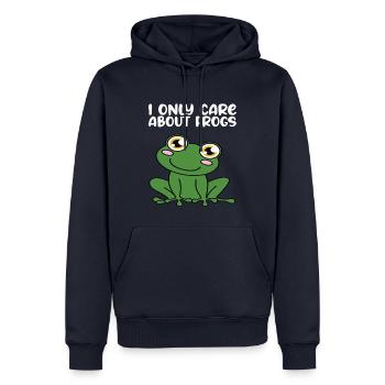 Je ne m’intéresse qu’aux grenouilles - Sweat à capuche Premium bio Homme - bleu marine - Devant - Nico (187cm)