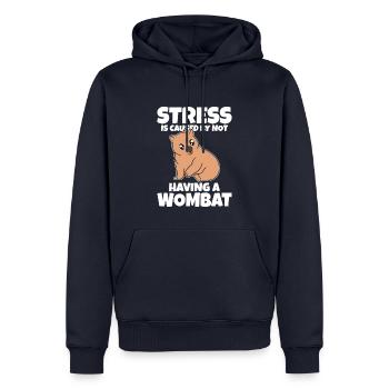 Le stress est causé par le fait de ne pas avoir de wombat - Sweat à capuche Premium bio Homme - bleu marine - Devant - Nico (187cm)