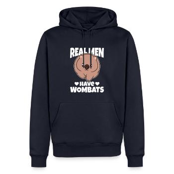 Les vrais hommes ont des wombats - Sweat à capuche Premium bio Homme - bleu marine - Devant - Nico (187cm)
