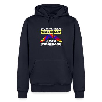 Juste un boomerang - Sweat à capuche Premium bio Homme - bleu marine - Devant - Nico (187cm)