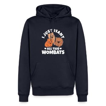 Je veux juste tous ces wombats - Sweat à capuche Premium bio Homme - bleu marine - Devant - Nico (187cm)