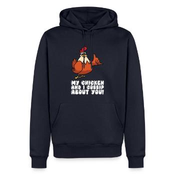 Mein Huhn Und Ich Tratschen Über Dich - Männer Premium Bio Hoodie - Navy - Vorne - Nico (187cm)
