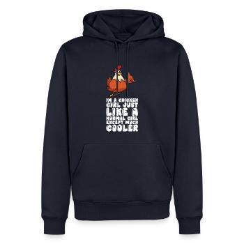 Fille de poulet comme une fille normale beaucoup plus cool - Sweat à capuche Premium bio Homme - bleu marine - Devant - Nico (187cm)