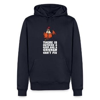 Il n’y a rien qu’une bière et un poulet ne peuvent pas réparer - Sweat à capuche Premium bio Homme - bleu marine - Devant - Nico (187cm)