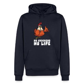 Pas de vie sans poulets - Sweat à capuche Premium bio Homme - bleu marine - Devant - Nico (187cm)