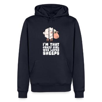 Je suis la fille folle qui aime les moutons - Sweat à capuche Premium bio Homme - bleu marine - Devant - Nico (187cm)