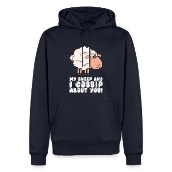 Meine Schafe Und Ich Tratschen Über Dich - Männer Premium Bio Hoodie - Navy - Vorne - Nico (187cm)