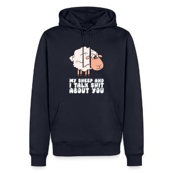 Meine Schafe Und Ich Reden Scheiße Über Dich - Männer Premium Bio Hoodie - Navy - Vorne - Nico (187cm)