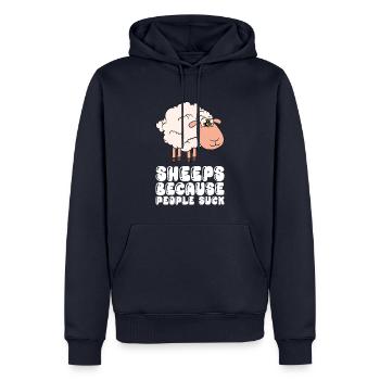 Sheep, Because People Are Shit - Men’s Premium Organic Hoodie - navy - Front - Nico (187cm)
