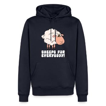 Des moutons pour tous - Sweat à capuche Premium bio Homme - bleu marine - Devant - Nico (187cm)