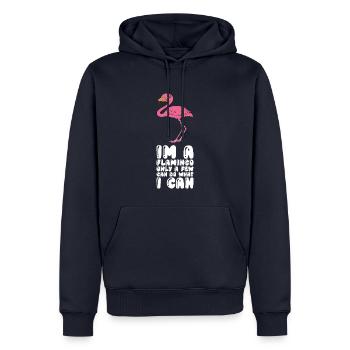 Drôles de graphismes flamants roses - Sweat à capuche Premium bio Homme - bleu marine - Devant - Nico (187cm)