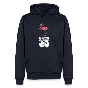 Drôles de graphismes flamants roses - Sweat à capuche Premium bio Homme - bleu marine - Devant - Nico (187cm)