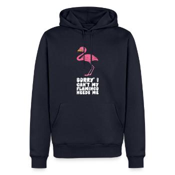 Drôles de graphismes flamants roses - Sweat à capuche Premium bio Homme - bleu marine - Devant - Nico (187cm)