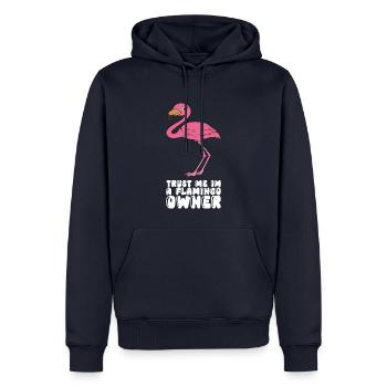 Drôles de graphismes flamants roses - Sweat à capuche Premium bio Homme - bleu marine - Devant - Nico (187cm)