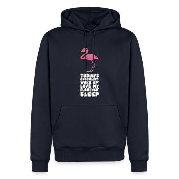 Drôles de graphismes flamants roses - Sweat à capuche Premium bio Homme - bleu marine - Devant - Nico (187cm)
