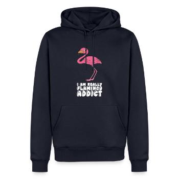 Drôles de graphismes flamants roses - Sweat à capuche Premium bio Homme - bleu marine - Devant - Nico (187cm)