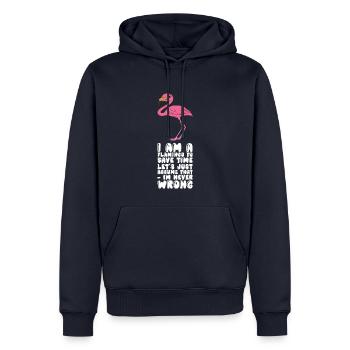 Drôles de graphismes flamants roses - Sweat à capuche Premium bio Homme - bleu marine - Devant - Nico (187cm)