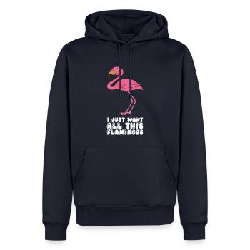 Drôles de graphismes flamants roses - Sweat à capuche Premium bio Homme - bleu marine - Devant - Nico (187cm)