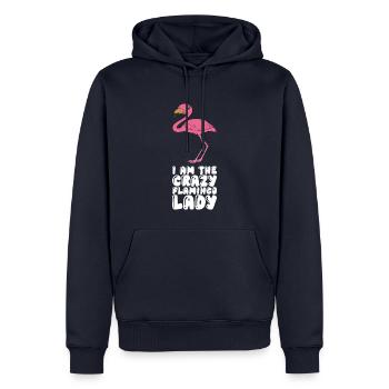 Drôles de graphismes flamants roses - Sweat à capuche Premium bio Homme - bleu marine - Devant - Nico (187cm)