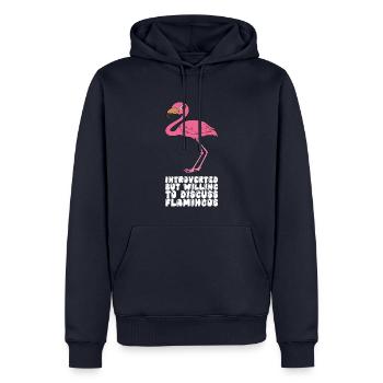 Drôles de graphismes flamants roses - Sweat à capuche Premium bio Homme - bleu marine - Devant - Nico (187cm)