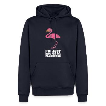 Drôles de graphismes flamants roses - Sweat à capuche Premium bio Homme - bleu marine - Devant - Nico (187cm)