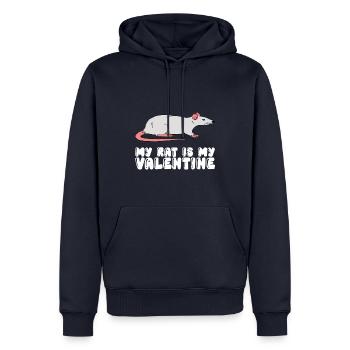 Mon rat est mon préféré - Sweat à capuche Premium bio Homme - bleu marine - Devant - Nico (187cm)