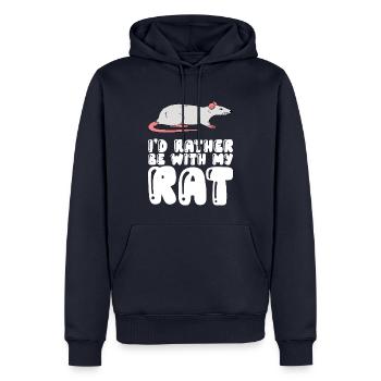Je préfère être avec mon rat - Sweat à capuche Premium bio Homme - bleu marine - Devant - Nico (187cm)