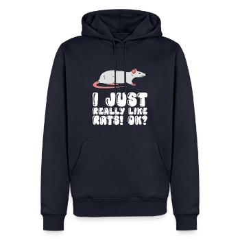 J’aime beaucoup les rats - Sweat à capuche Premium bio Homme - bleu marine - Devant - Nico (187cm)