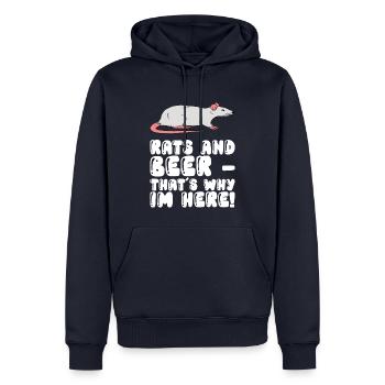Ratten Und Bier - Deshalb Bin Ich Hier - Männer Premium Bio Hoodie - Navy - Vorne - Nico (187cm)